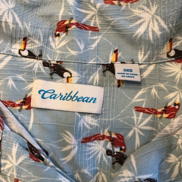 Caribbean Men's Casual Button Down 3XB - Picture 3 of 4